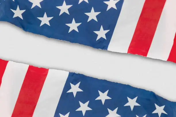 High angle view of two American flags made out of paper
