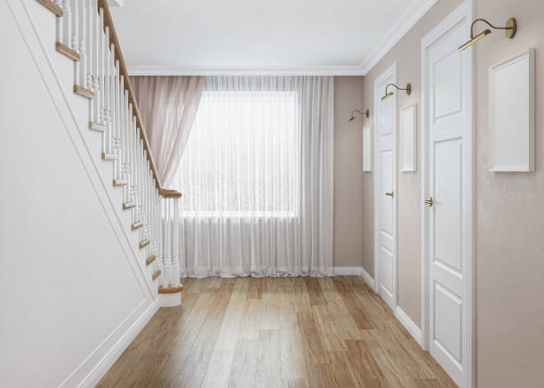 istock Design of the hall with a staircase. 3D rendering. 687949800