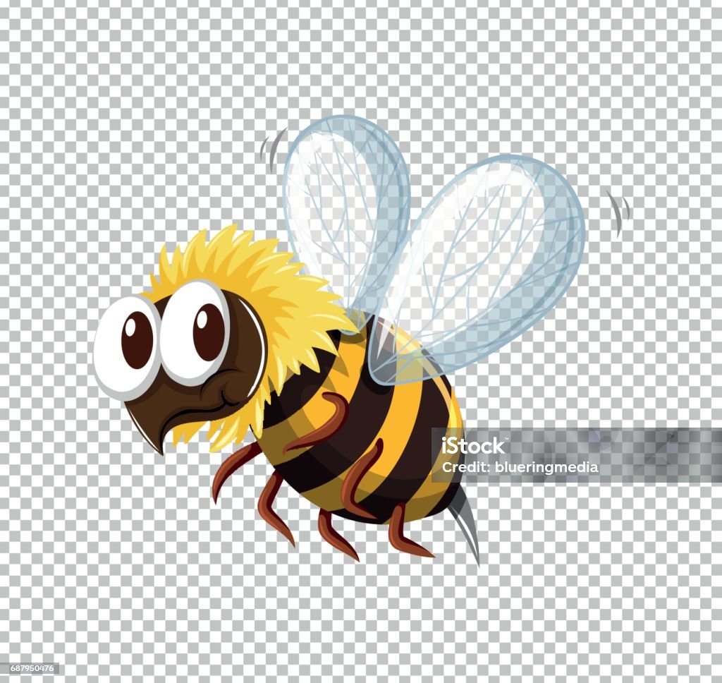 Little Bee Flying On Transparent Background Stock Illustration - Download  Image Now - Animal, Animal Wildlife, Animal Wing - iStock