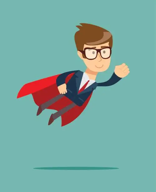 Vector illustration of Super Businessman in a cloak of Super man.