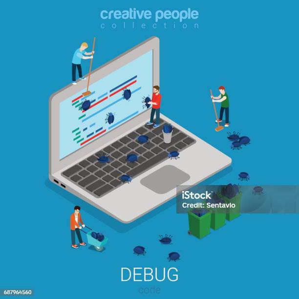 Debug Software Technology Development Programming Code Flat 3d Isometry ...