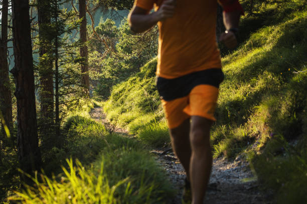istock Man trail running in the forest up mountain 687968620