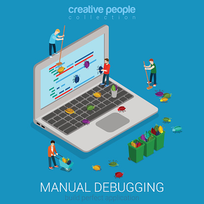 Menual Debugging Process Flat 3d Isometry Isometric Code Development ...