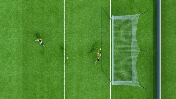 istock Football goalkeeper catches the ball 3d rendering 687999072