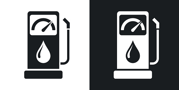 Vector gas station icon. Two-tone version on black and white background