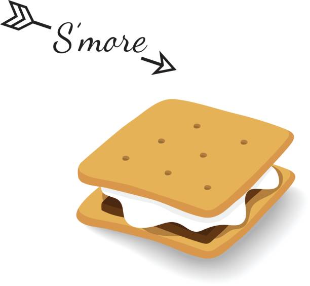 ilustrações de stock, clip art, desenhos animados e ícones de s'more graham cracker, chocolate, and marshmallow - comida torrada ilustrações