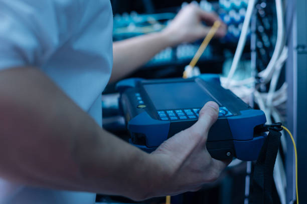 istock Special device being in hands of a data center engineer 688008288
