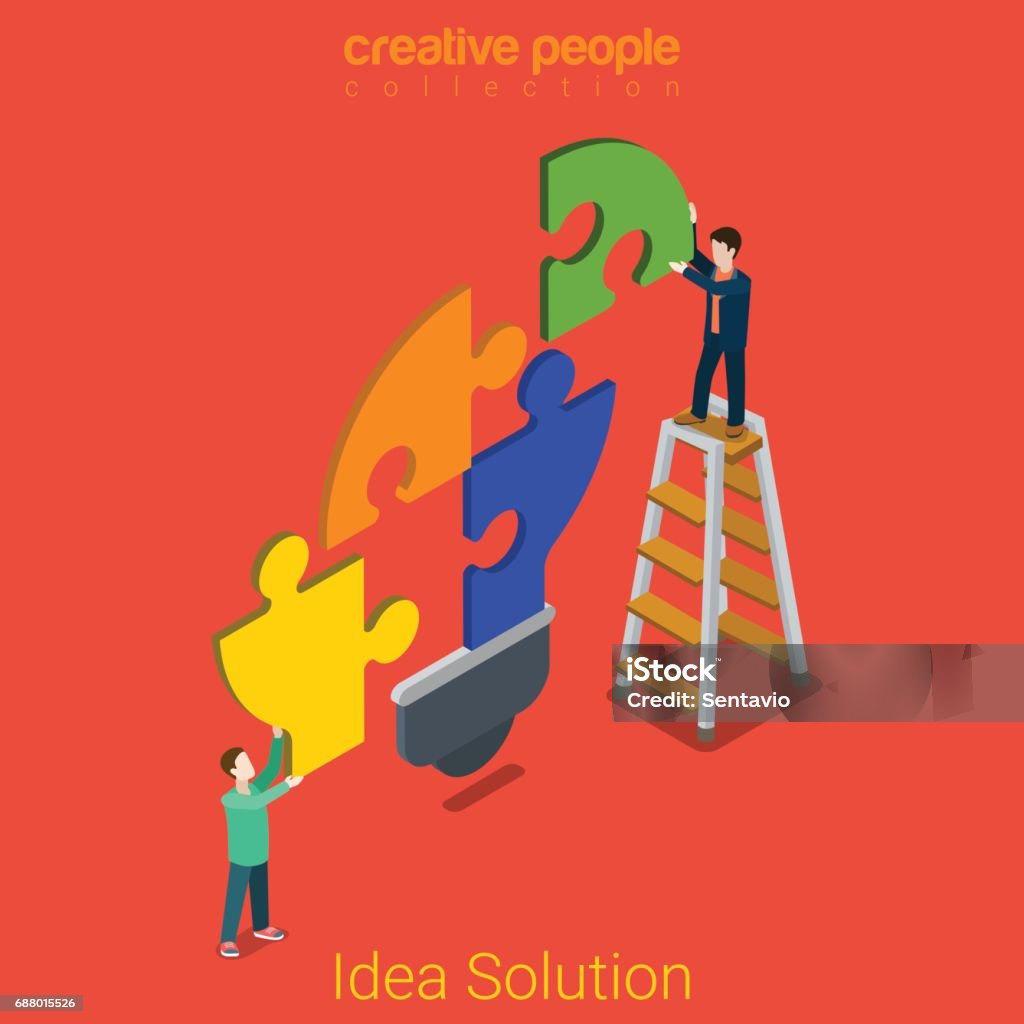 Isometric Vector Solutions Idea Solution Flat 3d Isometry Isometric Problem Concept Web Vector ...