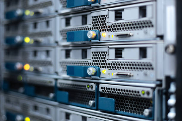istock Selective focus of server racks in the data center 688019350