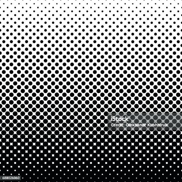 Monochrome Halftone Abstract Background Stock Illustration - Download Image Now - Polka Dot, Color Gradient, Pattern