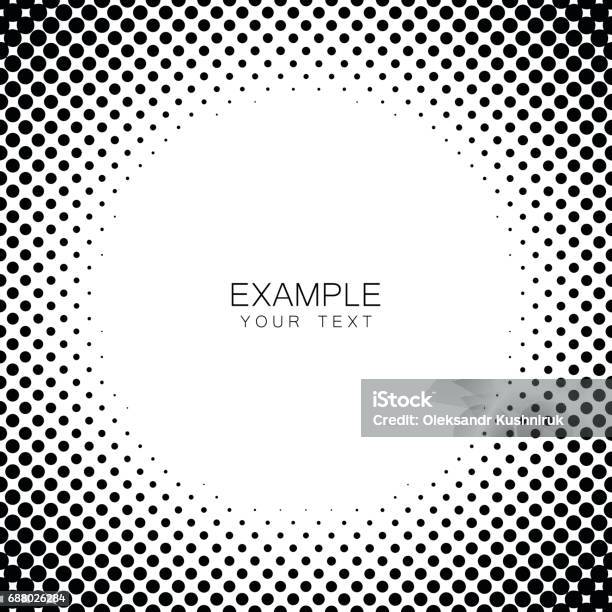 Monochrome Circle Frame Halftone Abstract Background Stock Illustration - Download Image Now