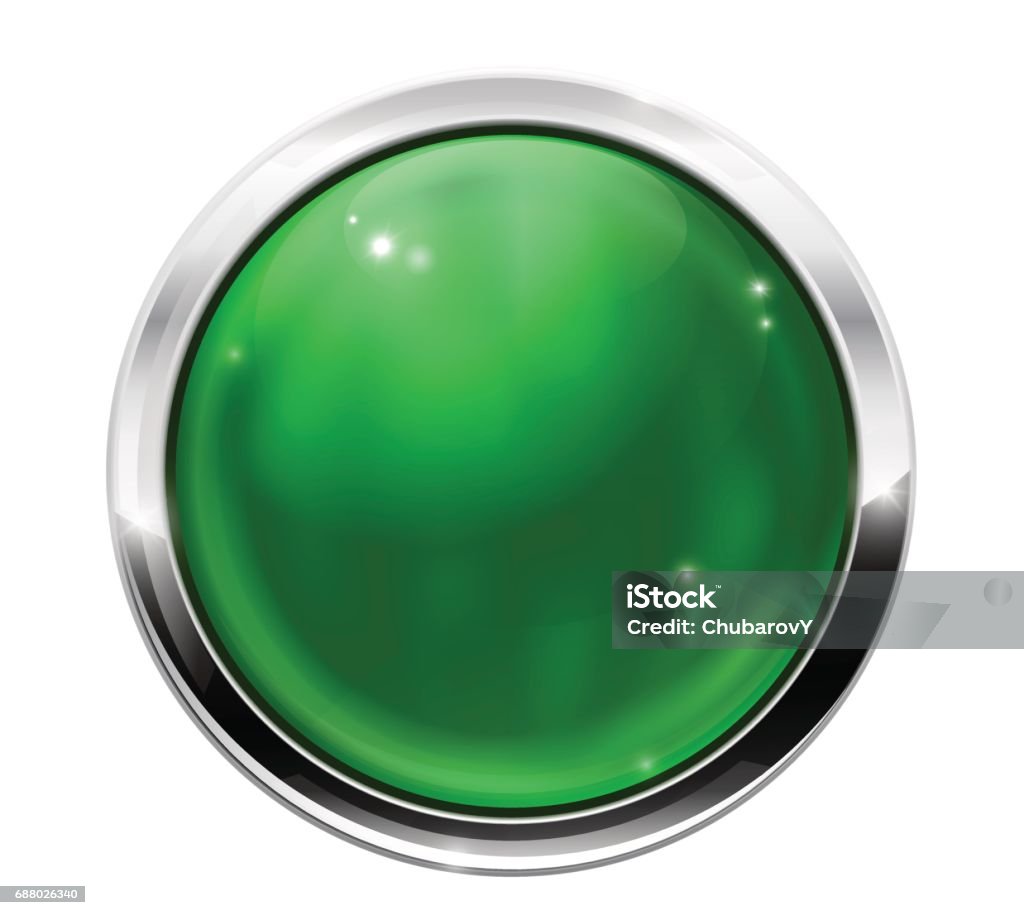 Set Round Green Button Round Green Button With Chrome Frame Stock Illustration - Download ...