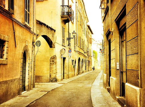 Medieval italian street in vintage style.