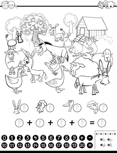 Count Farm Animals Coloring Page Illustrations, Royalty-Free Vector  Graphics & Clip Art - iStock
