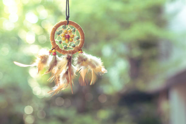 istock Soft focus on Dream Catcher with natural background in vintage style. Native american dream catcher. boho chic, ethnic amulet. 688047144