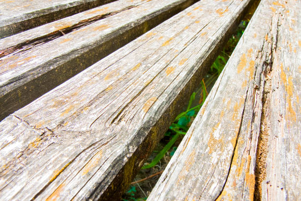 Old wooden floor slats for outdoor use