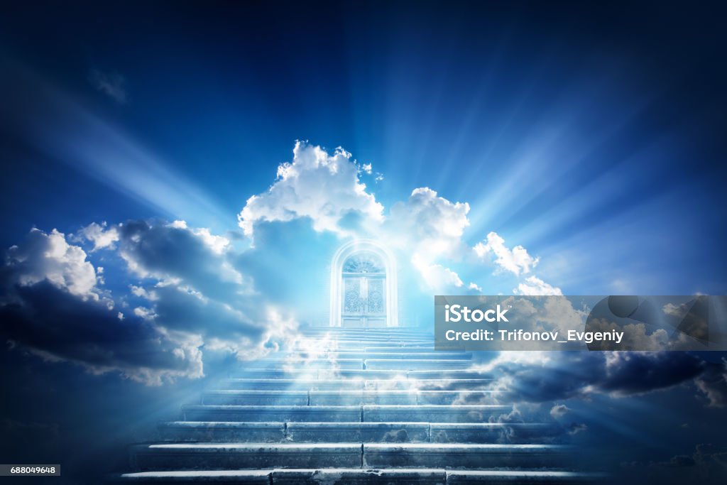 Way to another world The ladder that goes into the sky Heaven Stock Photo