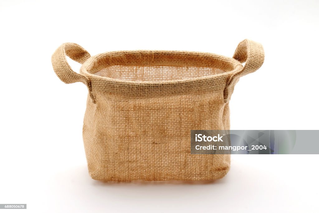 Empty Sack Stack Empty Sack Basket Storage Isolated On White Background Stock Photo ...