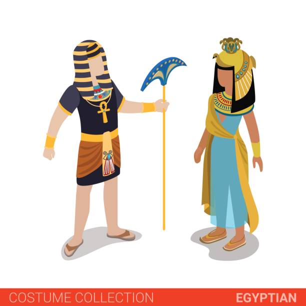 istock Egyptian Pharaoh and Princess. Flat 3d isometric web site vector illustration. People in traditional costume collection. 688053812