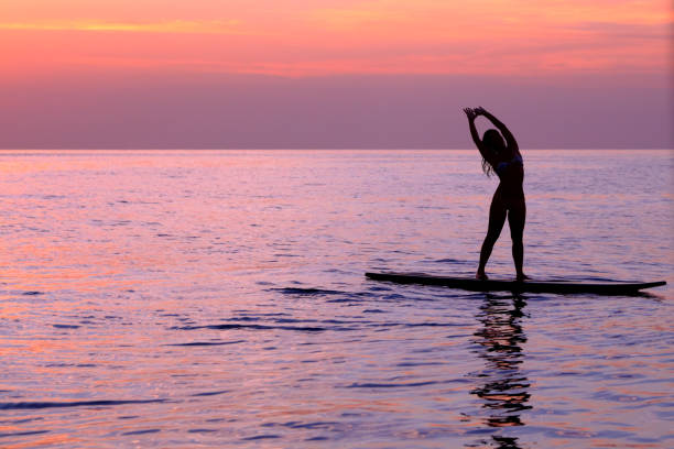 istock Silhouette of a girl practicing yoga 688053960