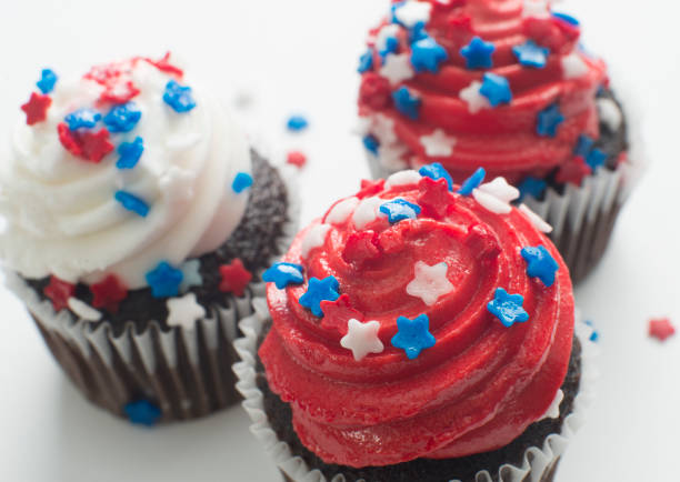 istock Chocolate cupcakes America flag colors 688060044