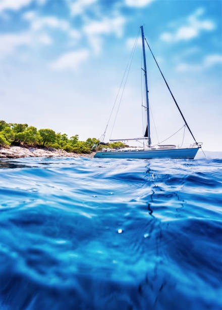 istock Luxury sailboat floating in the sea 688060412