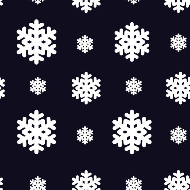 ilustraciones, imágenes clip art, dibujos animados e iconos de stock de patrón transparente con snowflak. blanco y negro fondo de pantalla simple y elegante. - seamless pattern meteorology snowflake