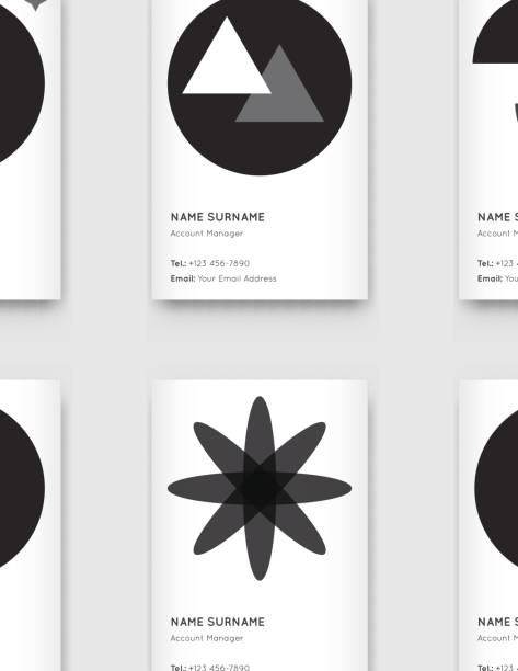 istock Vector Minimal Propaedeutics Black and White Graphic Trendy Vertical Business Cards Set 688063208