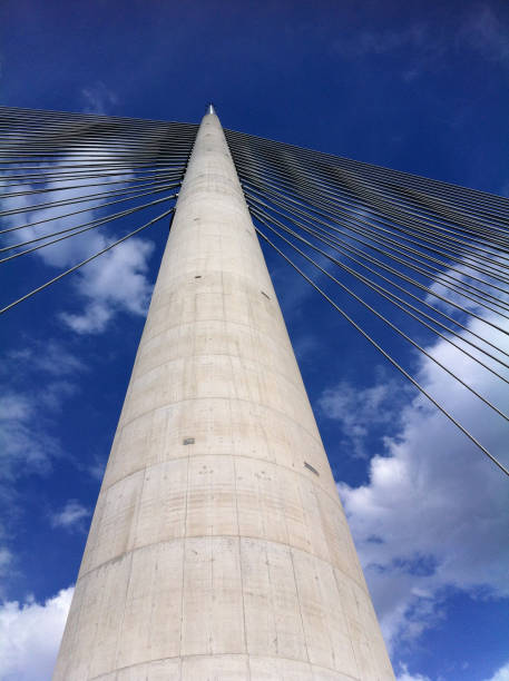 A modern suspension bridge in Belgrade, Serbia