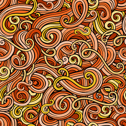 Decorative hand drawn doodle ornamental curly vector seamless pattern