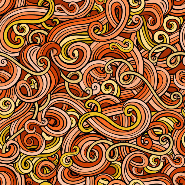 Decorative doodle abstract curly seamless pattern Decorative hand drawn doodle ornamental curly vector seamless pattern woman spiraling stock illustrations