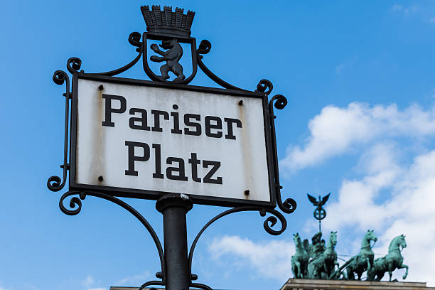 istock Low Angle View Of Sign Board Against Blue Sky 688068965