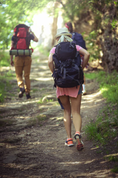istock Group of backpackers hiking 688081234
