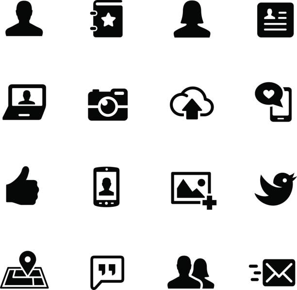 социальные иконки // черная серия - web page internet profile e mail stock illustrations