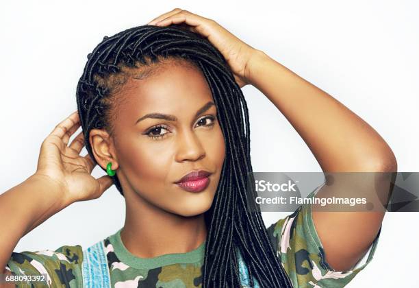 Gorgeous Graceful Young African Woman Stock Photo - Download Image Now - Braided Hair, Braided, Women