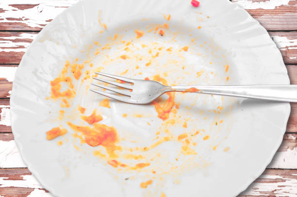 istock View from above on empty plate, dirty after the meal is finished 688094768