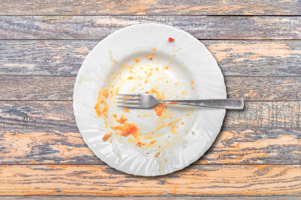 istock View from above on empty plate, dirty after the meal is finished 688095088