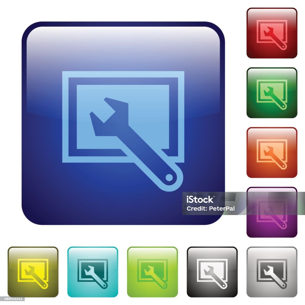 Square Settings Button Screen Settings Color Square Buttons Stock Illustration - Download ...