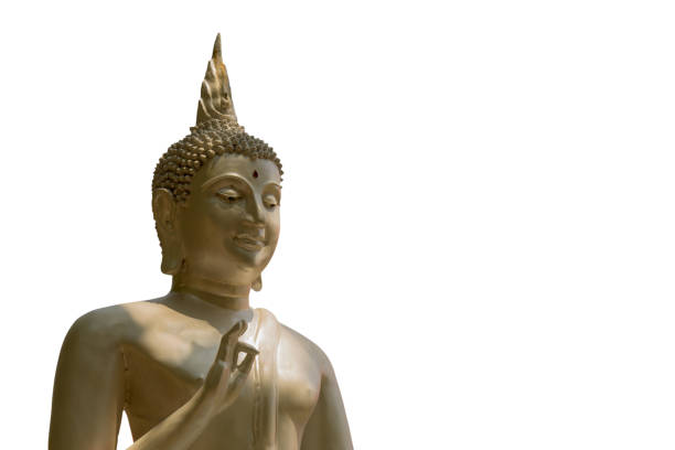 Buddha statue in Thai temple  isolated on white background.