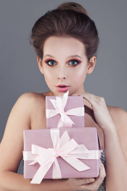 istock Pretty Woman and Gift Box 688106844