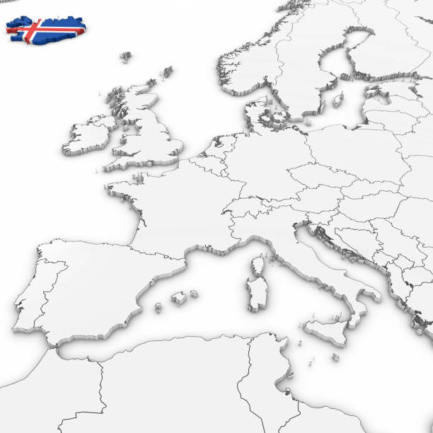 istock 3D Map of Iceland with Icelandic Flag on White Background 3D Illustration 688107498