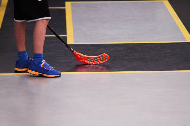 istock Stick and ball games in floorball. 688111212