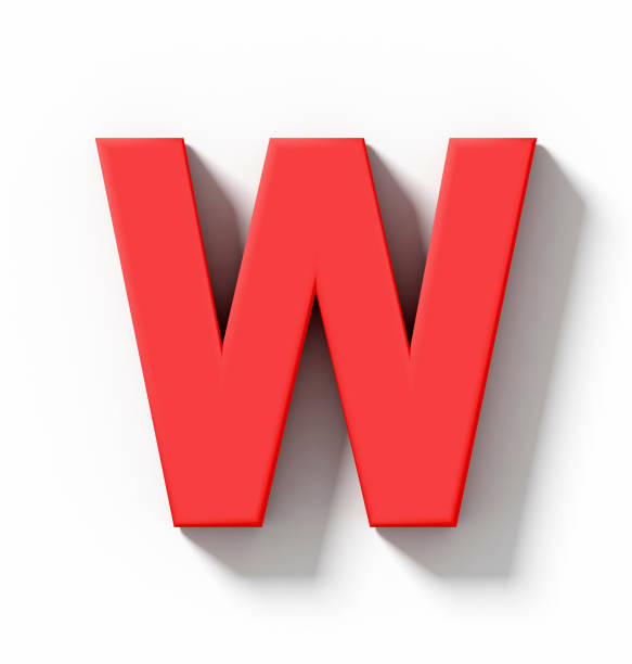 istock letter W 3D red isolated on white with shadow - orthogonal projection 688121672