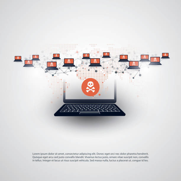 уязвимость сети - концепция ит-безопасности дизайн - threats computer hacker computer internet stock illustrations