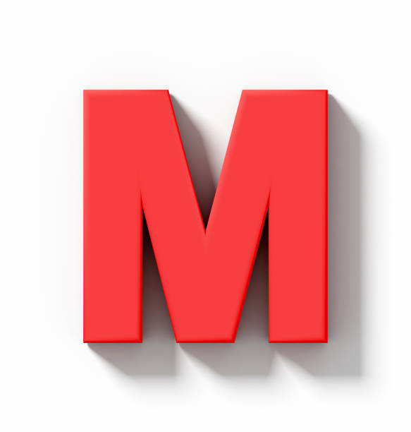 istock letter M 3D red isolated on white with shadow - orthogonal projection 688124414