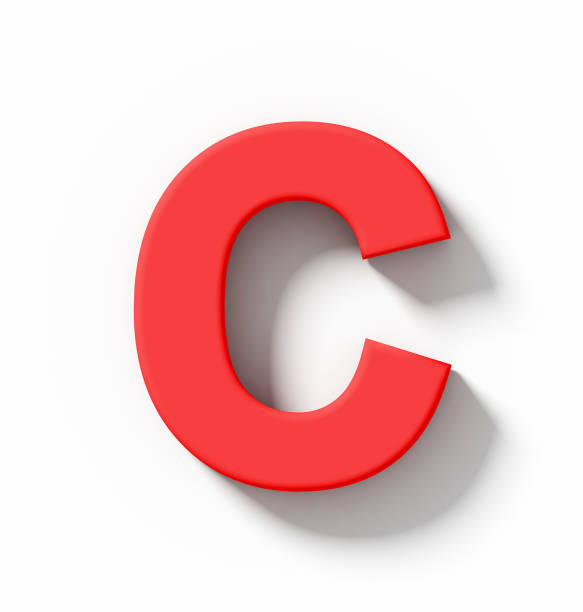 istock letter C 3D red isolated on white with shadow - orthogonal projection 688125038