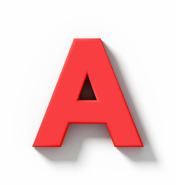 letter A 3D red isolated on white with shadow - orthogonal projection - 3d rendering