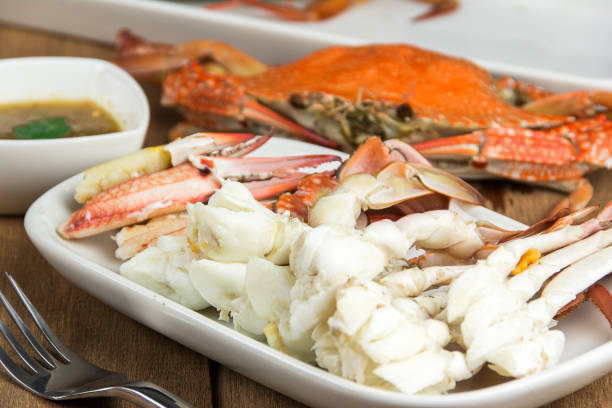 istock Hot Steamed Blue Crabs with spicy dip,seafood 688127930