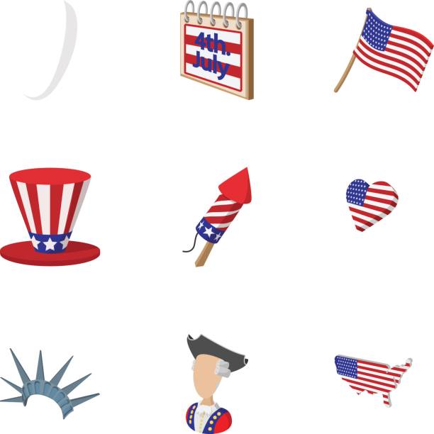 istock Independence of USA icons set, cartoon style 688131798