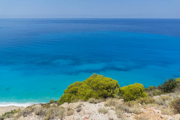istock Amazing Panoramic view of Kokkinos Vrachos Beach with blue waters, Lefkada, Greece 688138468